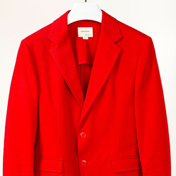 Band of Outsiders Red Cotton-Twill Tailored Blazer - Picture 3 of 9